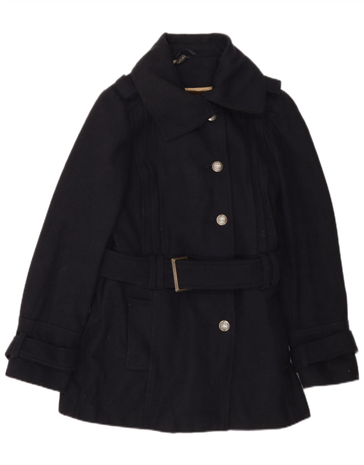 Sobretudo feminino Topshop UK 14 lã azul marinho médio
