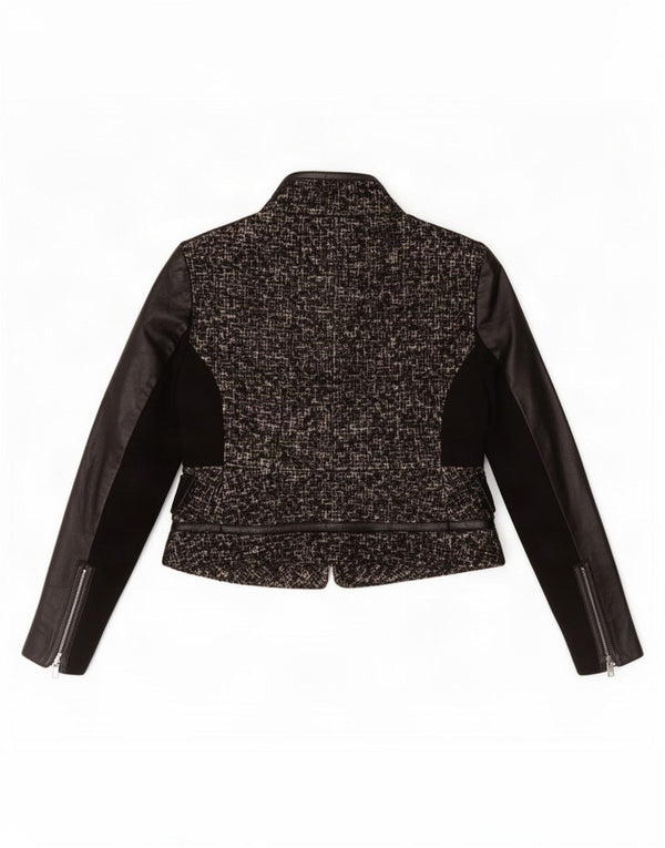 Jaqueta blazer feminina Zara com zíper completo Reino Unido 14 grande lã preta
