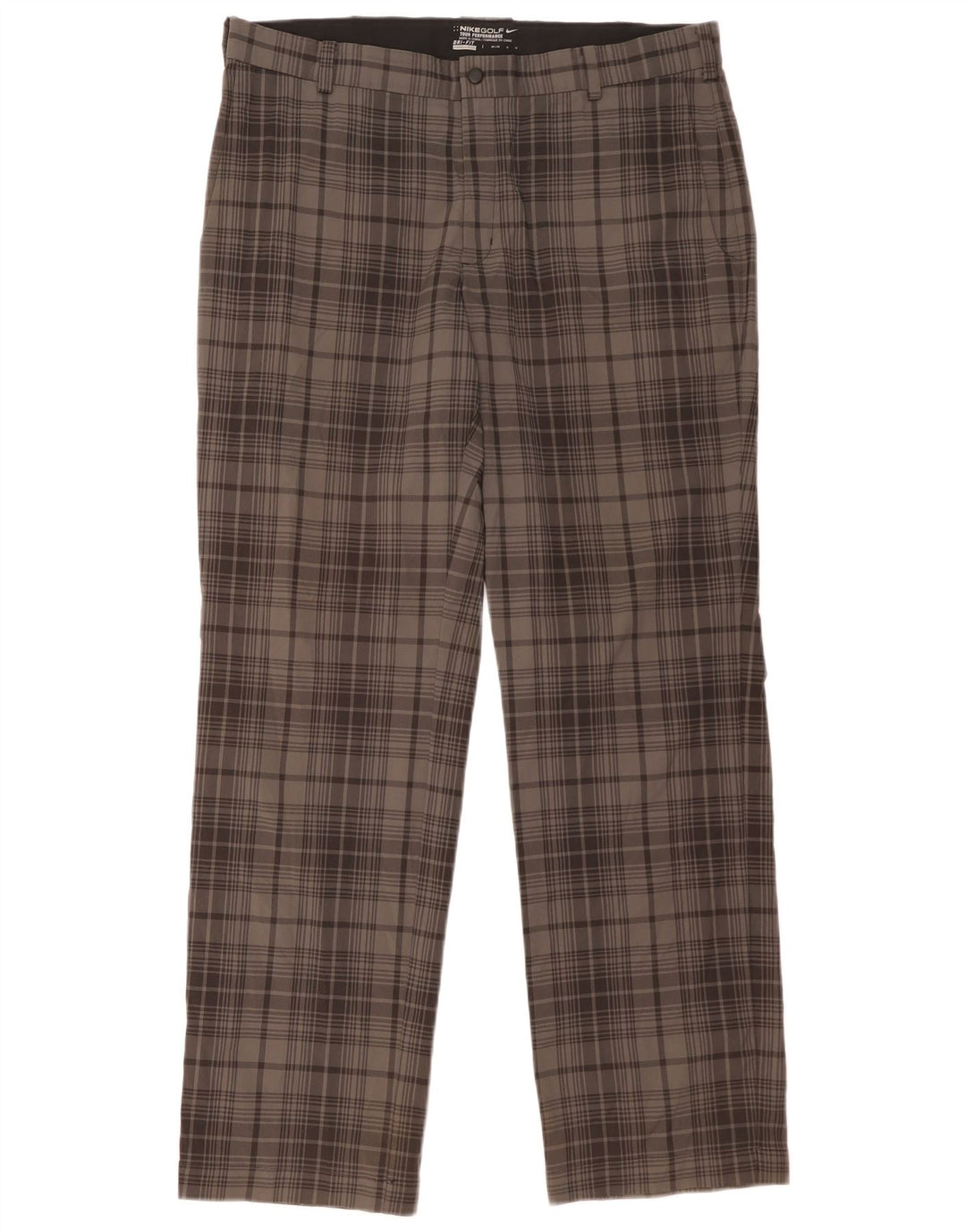 Calças Chino Masculinas NIKE Dri Fit Straight W36 L32 Cinza Check Poliéster