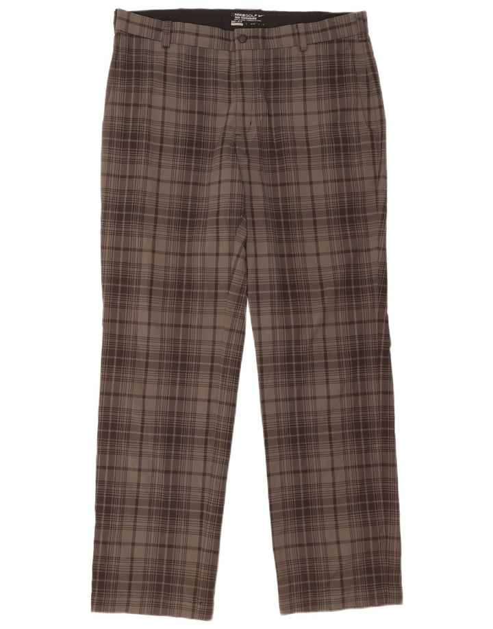 Calças Chino Masculinas NIKE Dri Fit Straight W36 L32 Cinza Check Poliéster