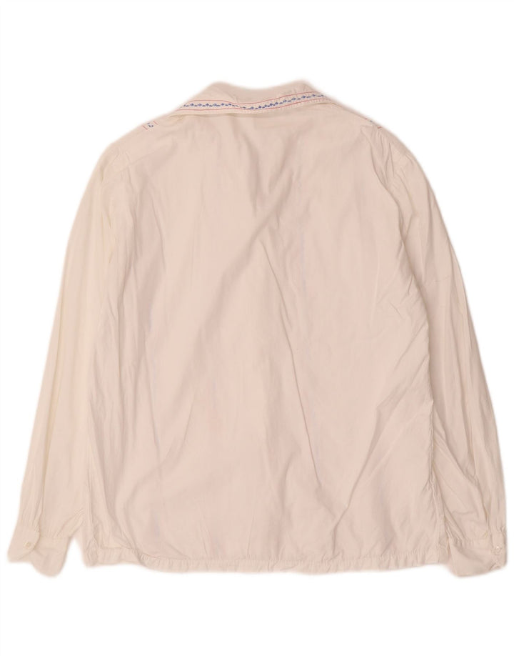 Blusa feminina VINTAGE UK 16 grande listrada branca