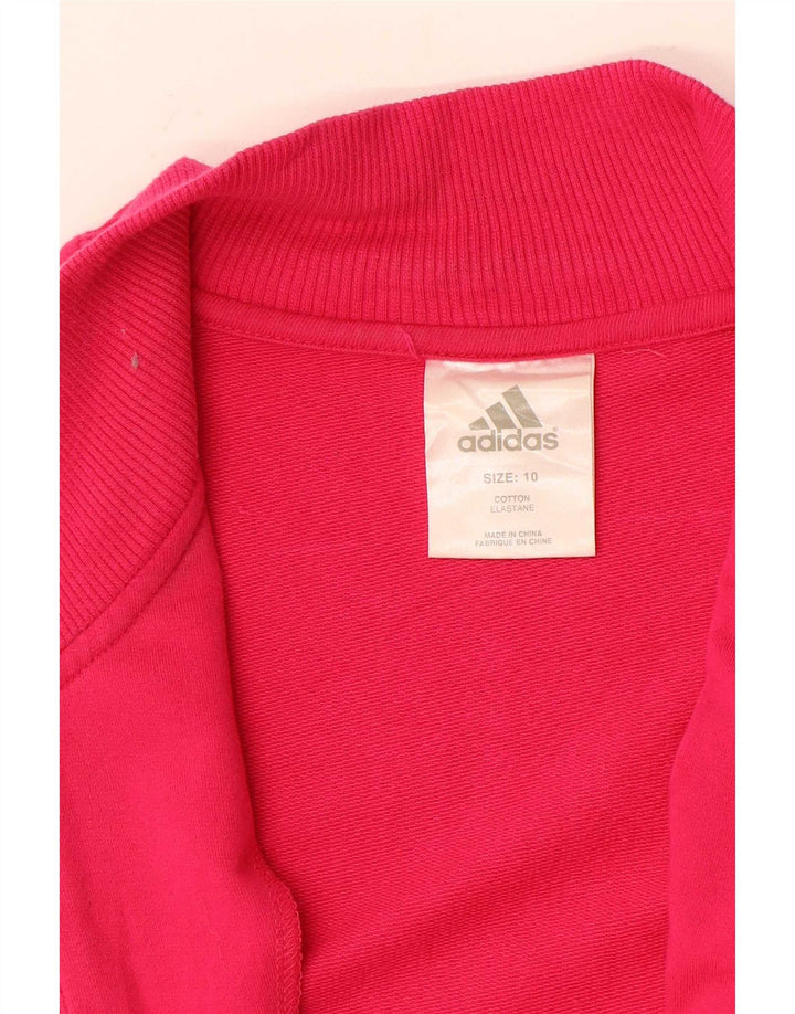 Adidas Womens Tracksuit Top Jacket UK 10 Pequeno Algodão Rosa
