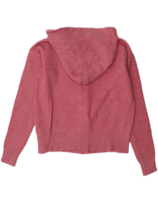 Suéter cardigã feminino grande com capuz Marks & Spencer Reino Unido 10 pequeno rosa