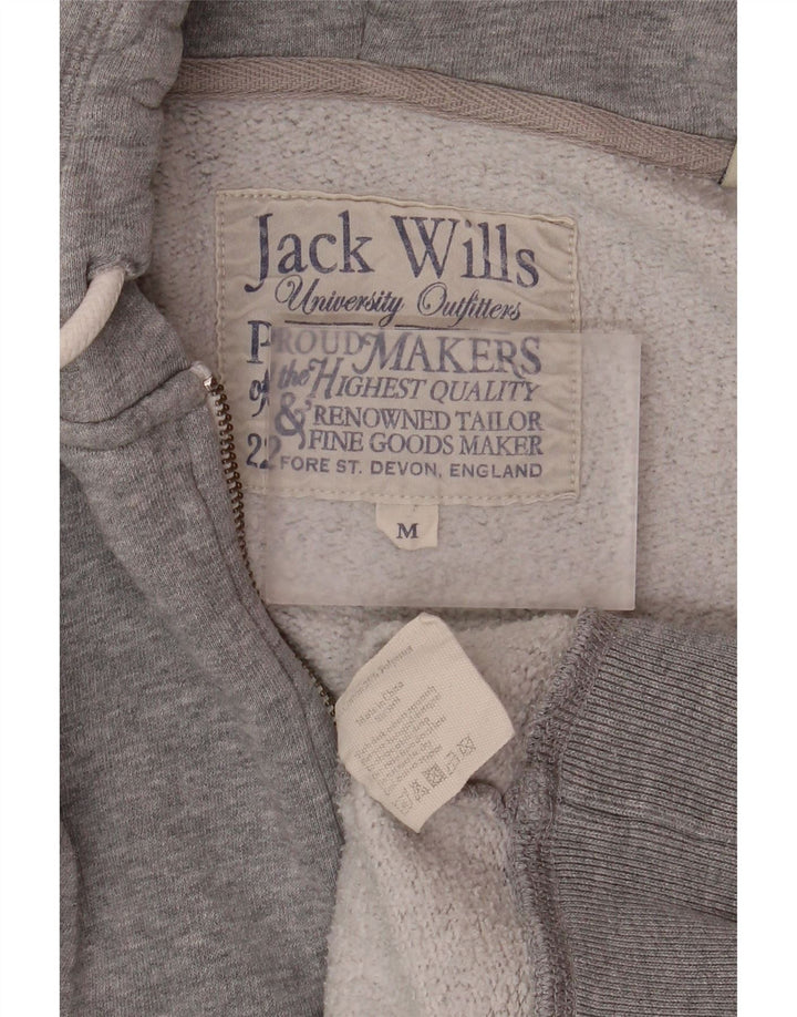 Suéter masculino com capuz e zíper gráfico Jack Wills algodão cinza médio