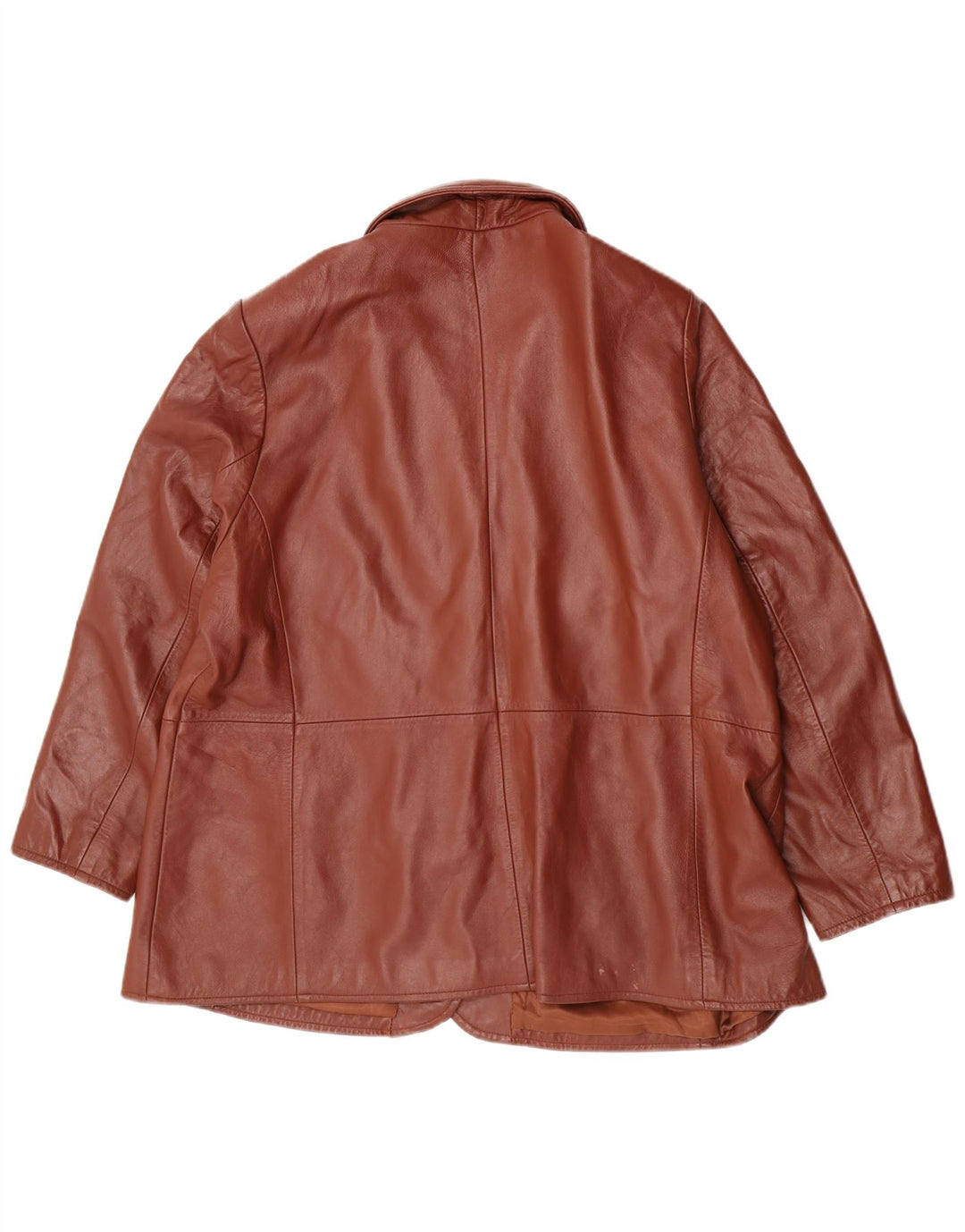 Jaqueta blazer feminina clássica de couro com 3 botões Reino Unido 26 5XL couro marrom