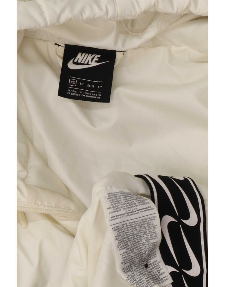 Casaco acolchoado com capuz feminino Nike UK 6 XS branco poliéster