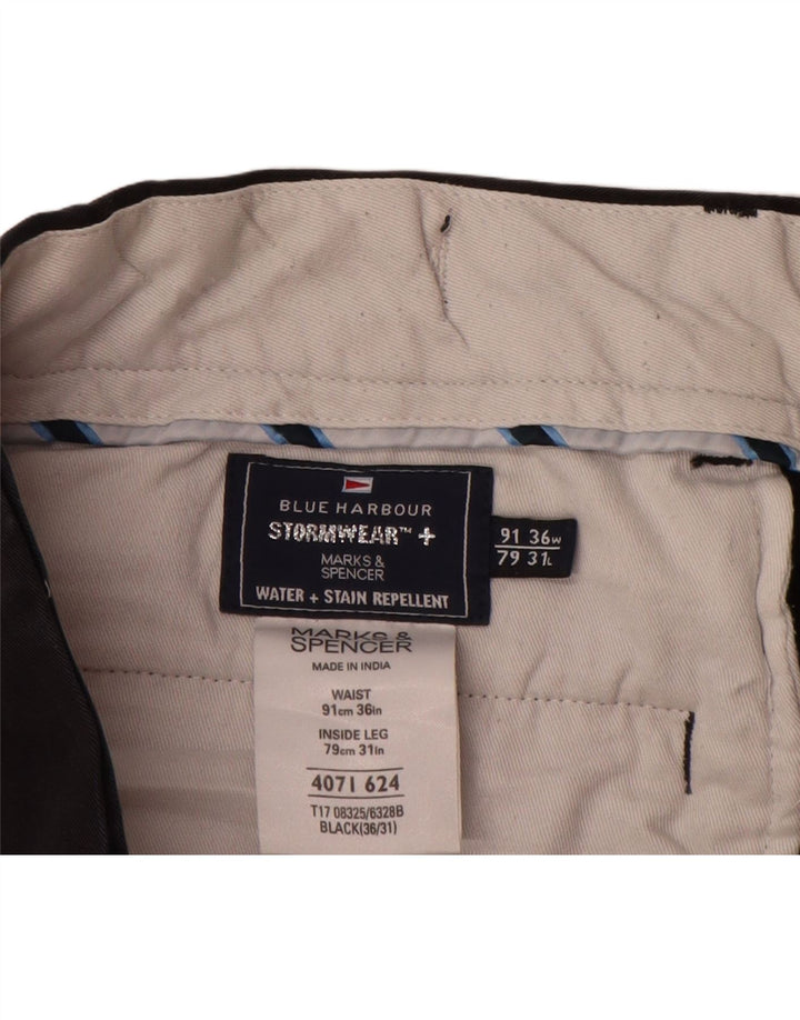 Calça chino reta masculina Marks & Spencer Blue Harbor W36 L31 preta