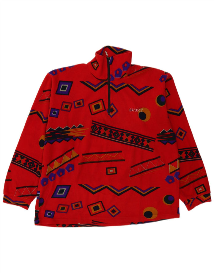 Suéter masculino Bailo de lã com zíper e gola XL vermelho geométrico