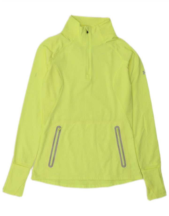 Under Armour Feminino Cold Gear Pulôver Treino Top Reino Unido 8 Pequeno Amarelo