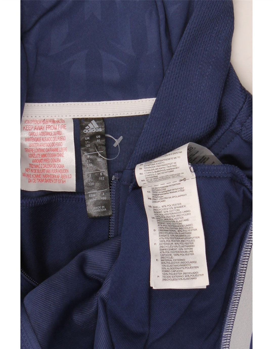 Suéter Adidas Boys MESSI Zip com capuz 11-12 anos azul marinho poliéster