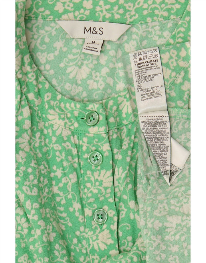 Vestido maxi feminino Marks & Spencer UK 14 viscose floral verde médio
