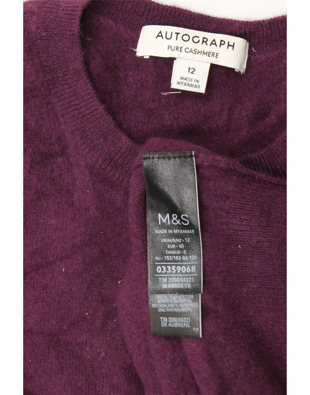 Suéter feminino Marks & Spencer com gola redonda Reino Unido 12 médio roxo
