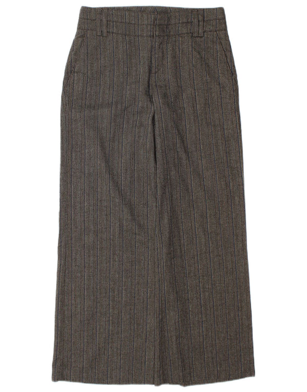 Stefanel Calça feminina casual de perna larga UE 34 XS W25 L28 listrada marrom