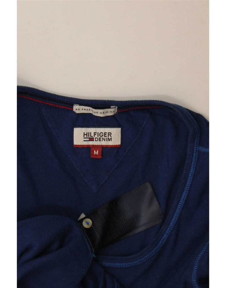 Top feminino Tommy Hilfiger manga comprida UK 12 médio azul marinho
