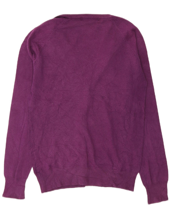 Suéter cardigã feminino Zara Reino Unido 14 algodão roxo médio