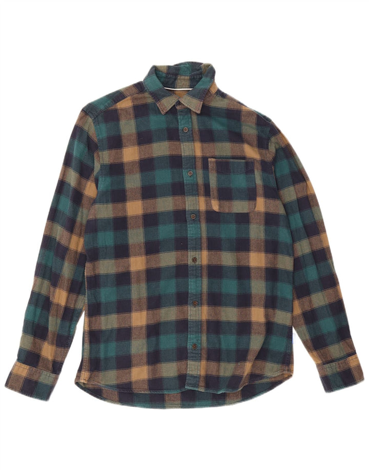 Camisa masculina de flanela Jack & Jones pequena de algodão xadrez multicolorido