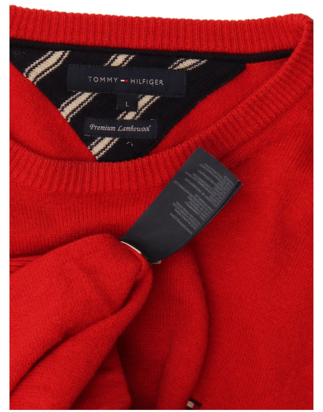 Tommy Hilfiger Suéter masculino com gola canoa, grande lã de carneiro vermelha