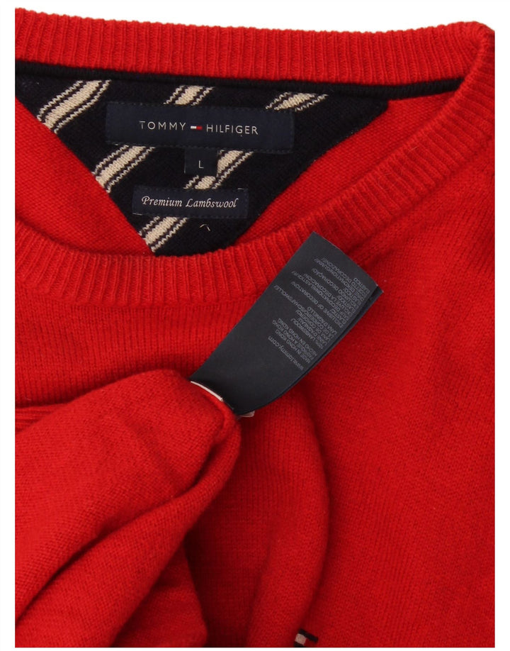 Tommy Hilfiger Suéter masculino com gola canoa, grande lã de carneiro vermelha