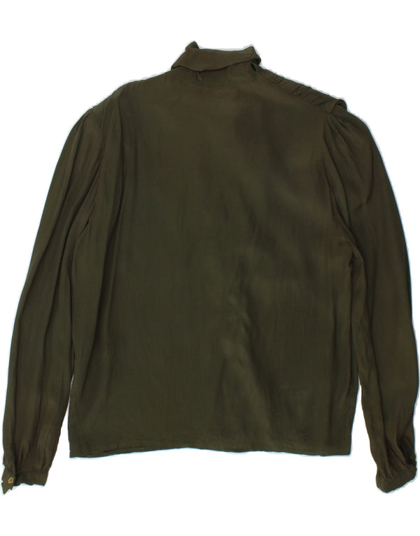 Blusa feminina VINTAGE com gravata frontal IT 42 cáqui médio