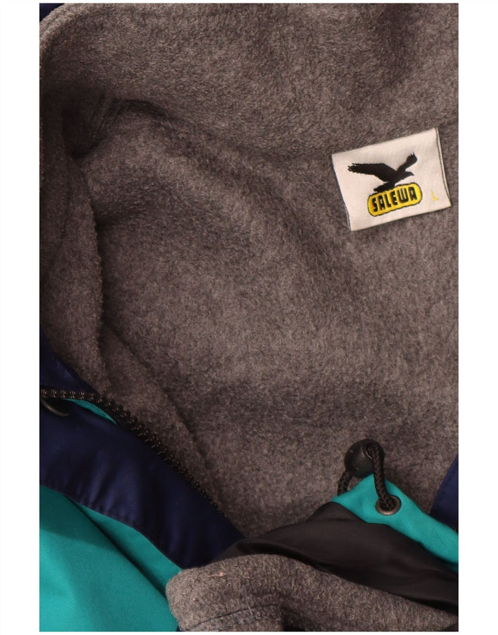 Jaqueta corta-vento masculina SALEWA UK 40 grande azul colorblock poliamida