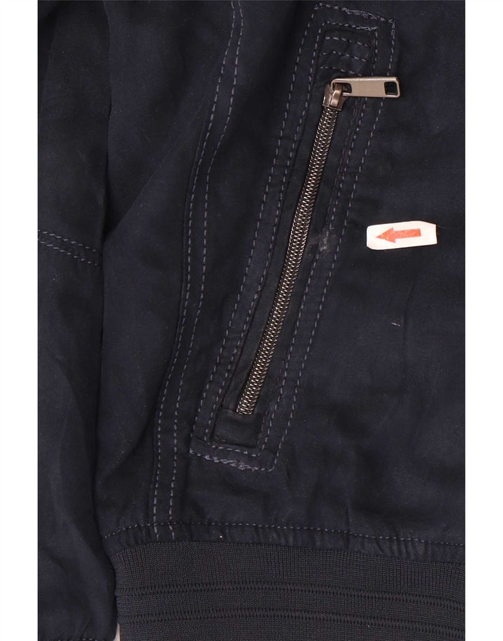 Jaqueta bomber masculina Zara UK 36 poliéster azul marinho pequeno