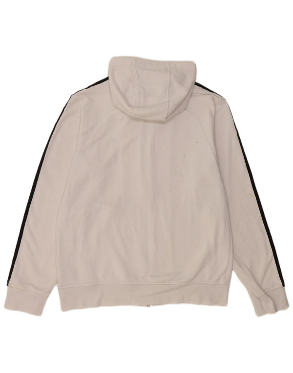 Suéter masculino Adidas com capuz e zíper gráfico médio algodão branco