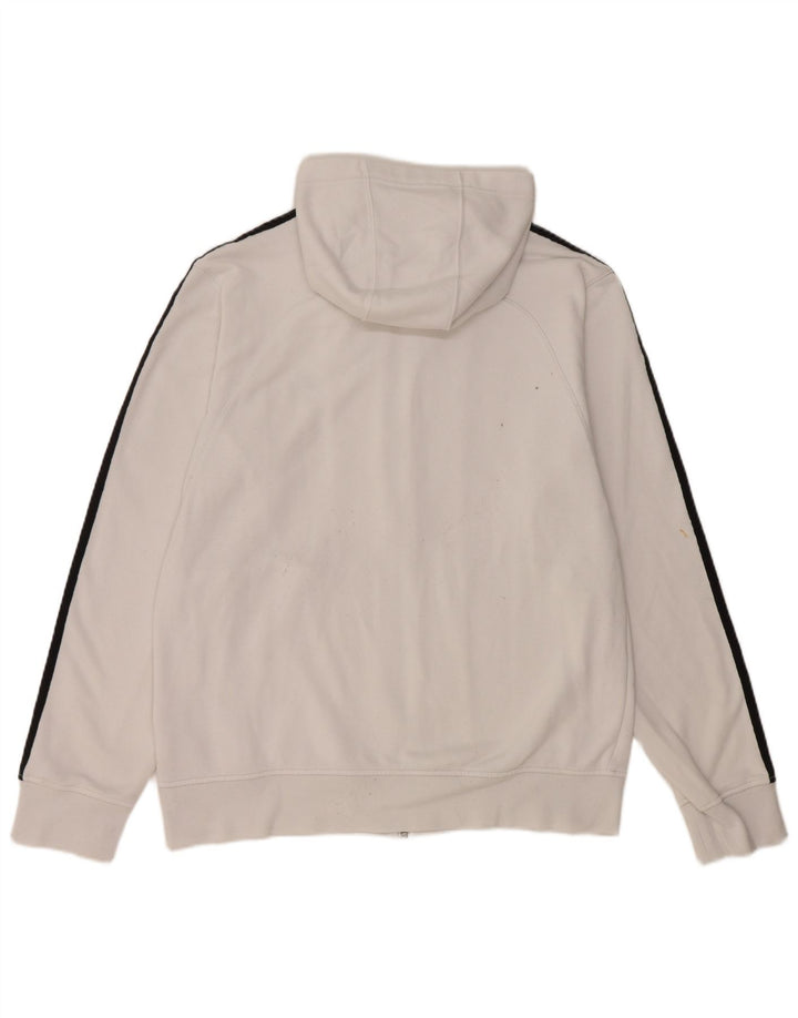 Suéter masculino Adidas com capuz e zíper gráfico médio algodão branco