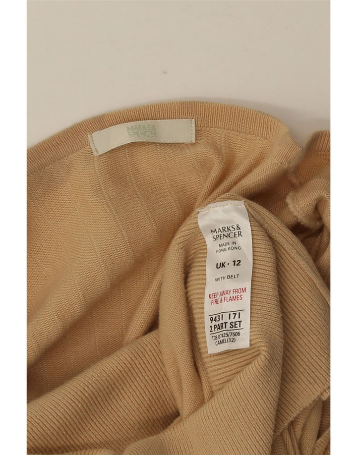 Suéter cardigã feminino MARKS & SPENCER Reino Unido 12 algodão bege médio