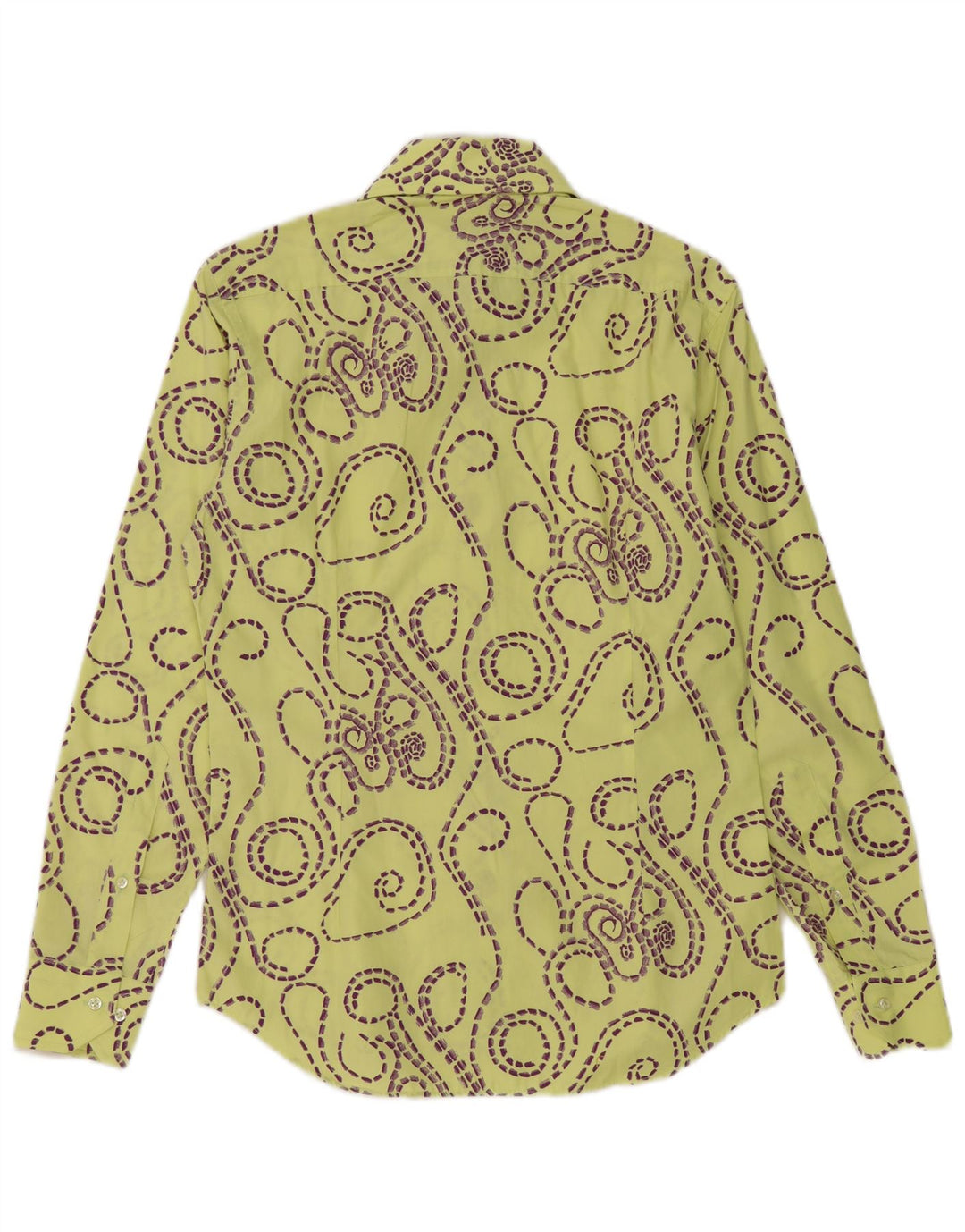 Camisa masculina vintage com padrão abstrato slim fit tamanho 39 15 1/2 amarelo médio