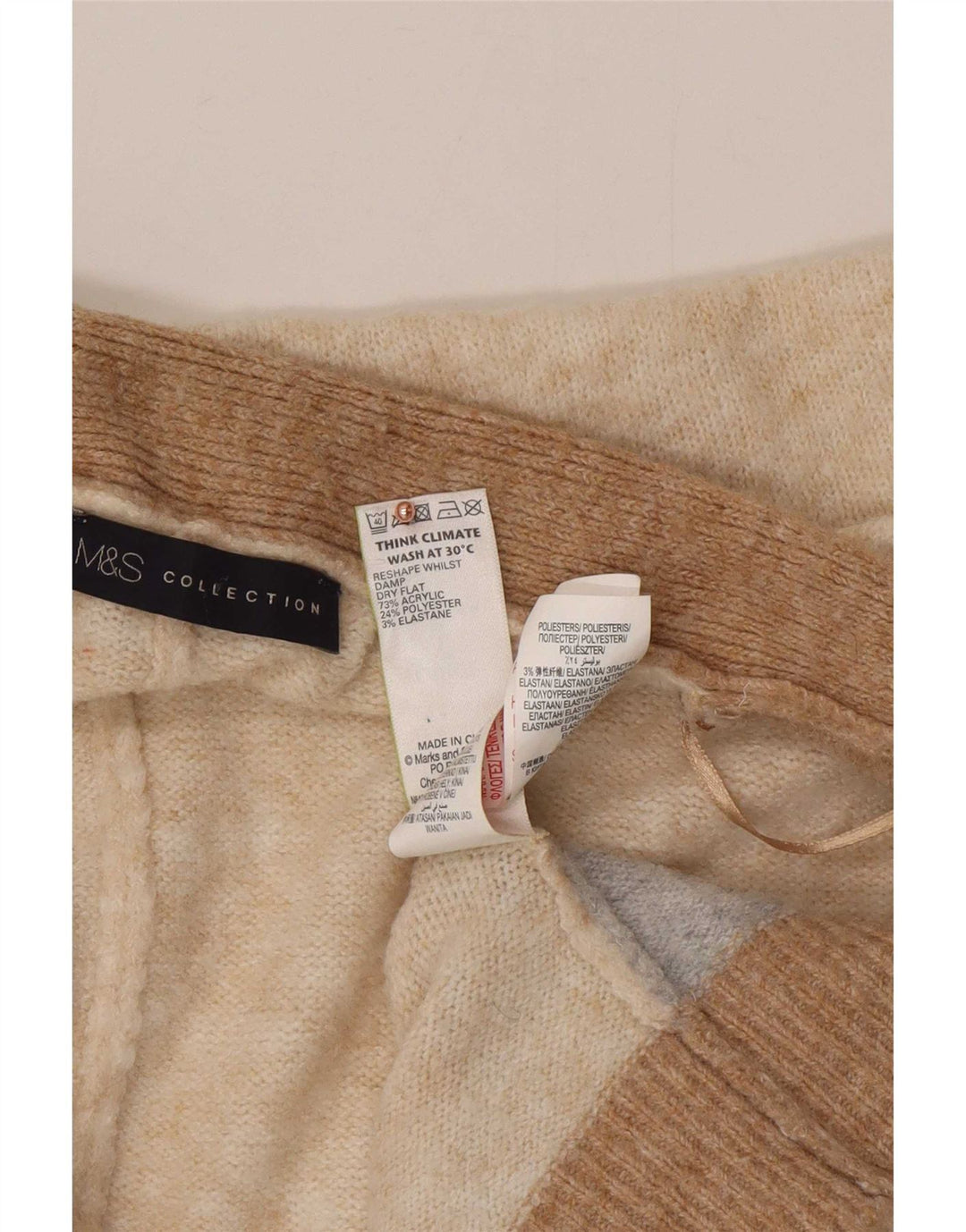Suéter cardigã feminino Longline Marks & Spencer Reino Unido 16 grande bege