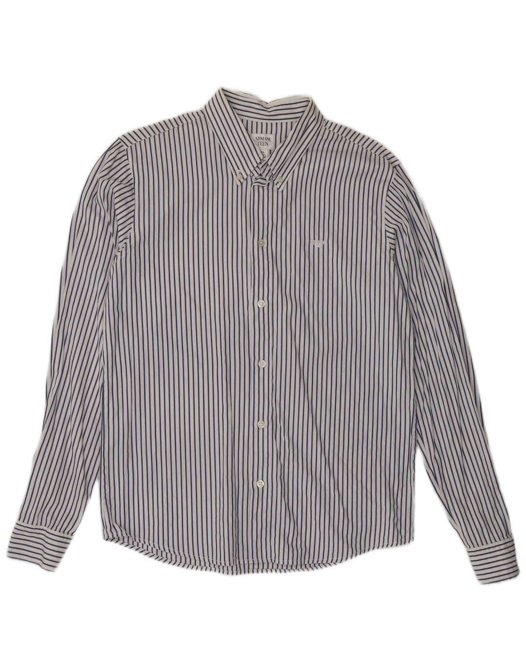 Camisa masculina Armani 15-16 anos algodão listrado branco