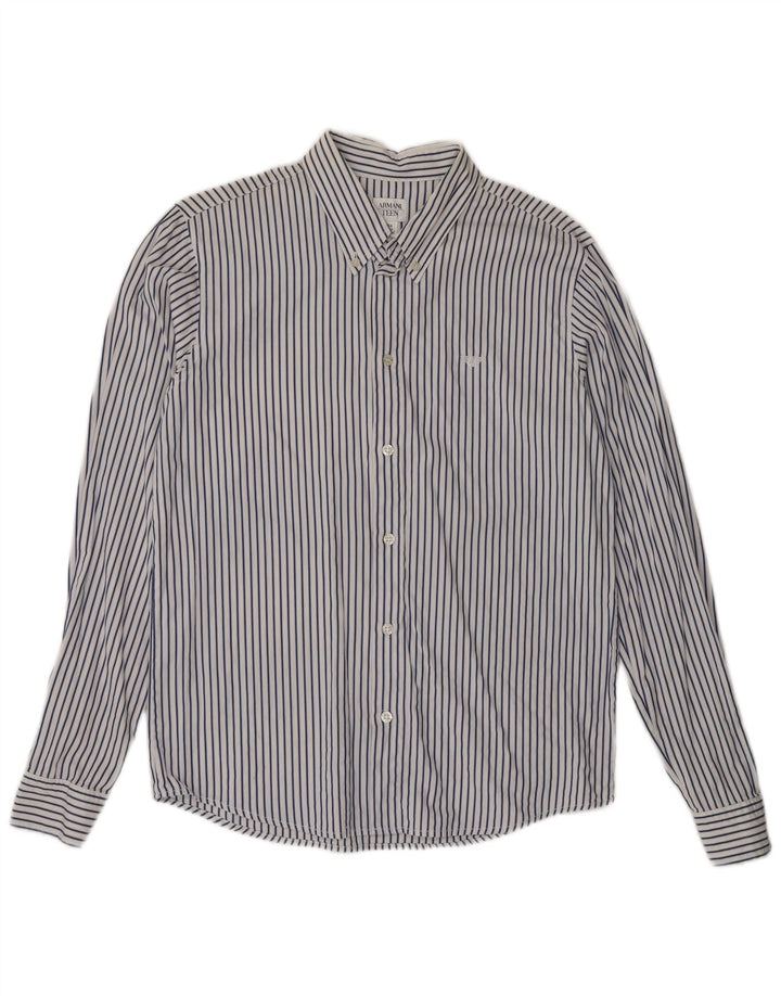 Camisa masculina Armani 15-16 anos algodão listrado branco