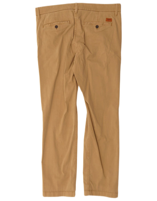 Calça chino reta feminina Timberland W34 L29 algodão bege