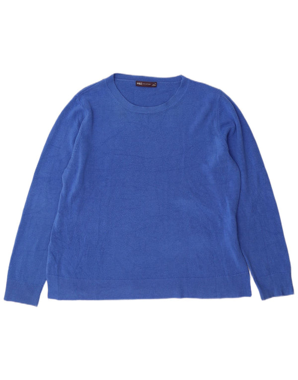 Suéter feminino Marks & Spencer com gola canoa Reino Unido 18 XL azul acrílico