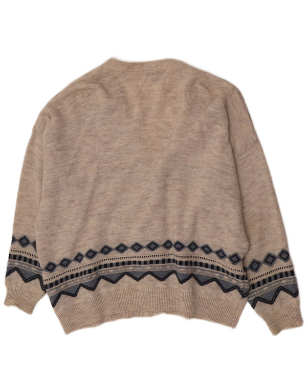 Angelo Litrico Suéter Cardigan Masculino 3XL Acrílico Geométrico Bege