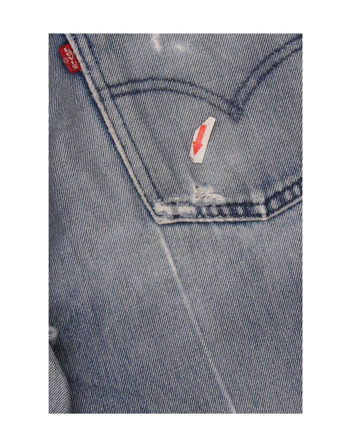 Calça jeans reta feminina Levi's desgastada W28 L32 algodão azul