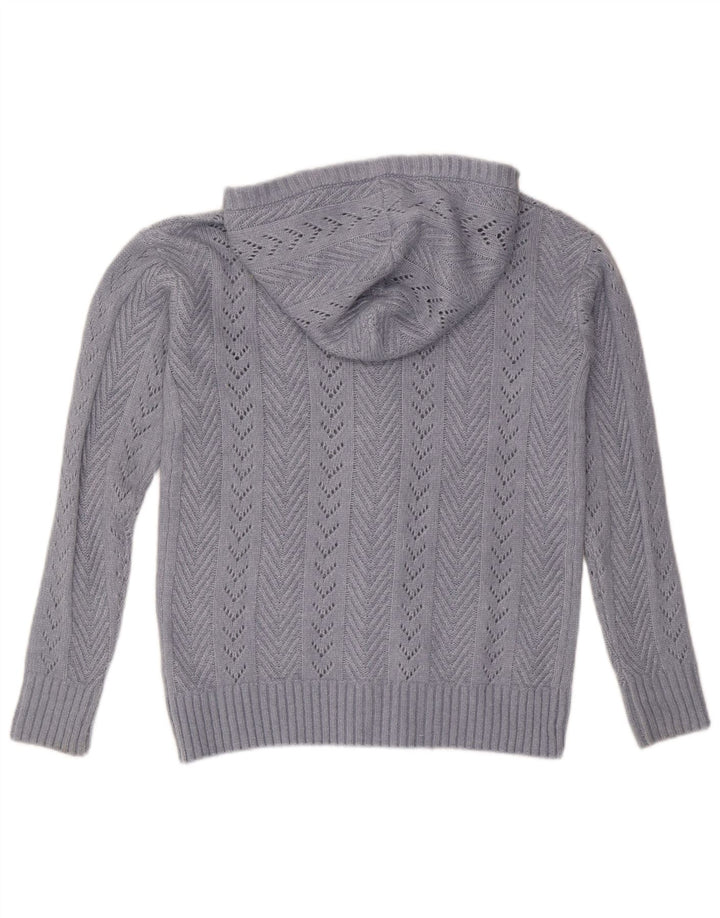 Suéter cardigã feminino com capuz grande FAT FACE UK 6 XS azul nylon