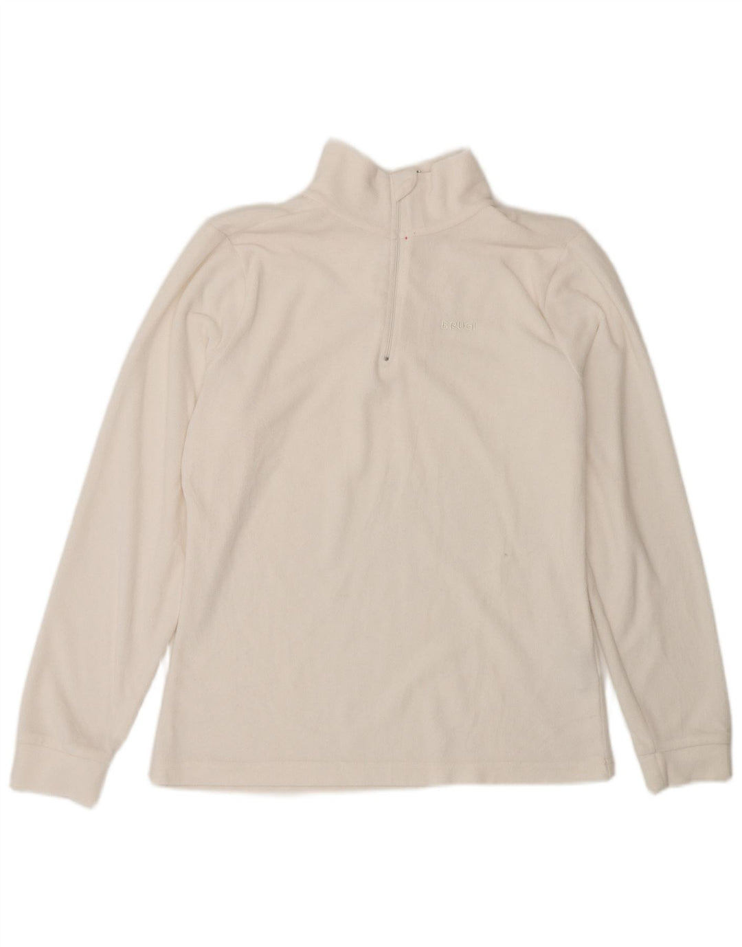 Suéter de lã feminino Brugi com zíper e gola UK 14 poliéster branco médio