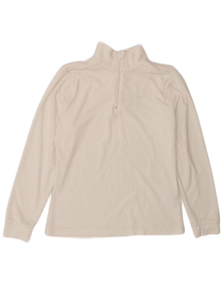 Suéter de lã feminino Brugi com zíper e gola UK 14 poliéster branco médio