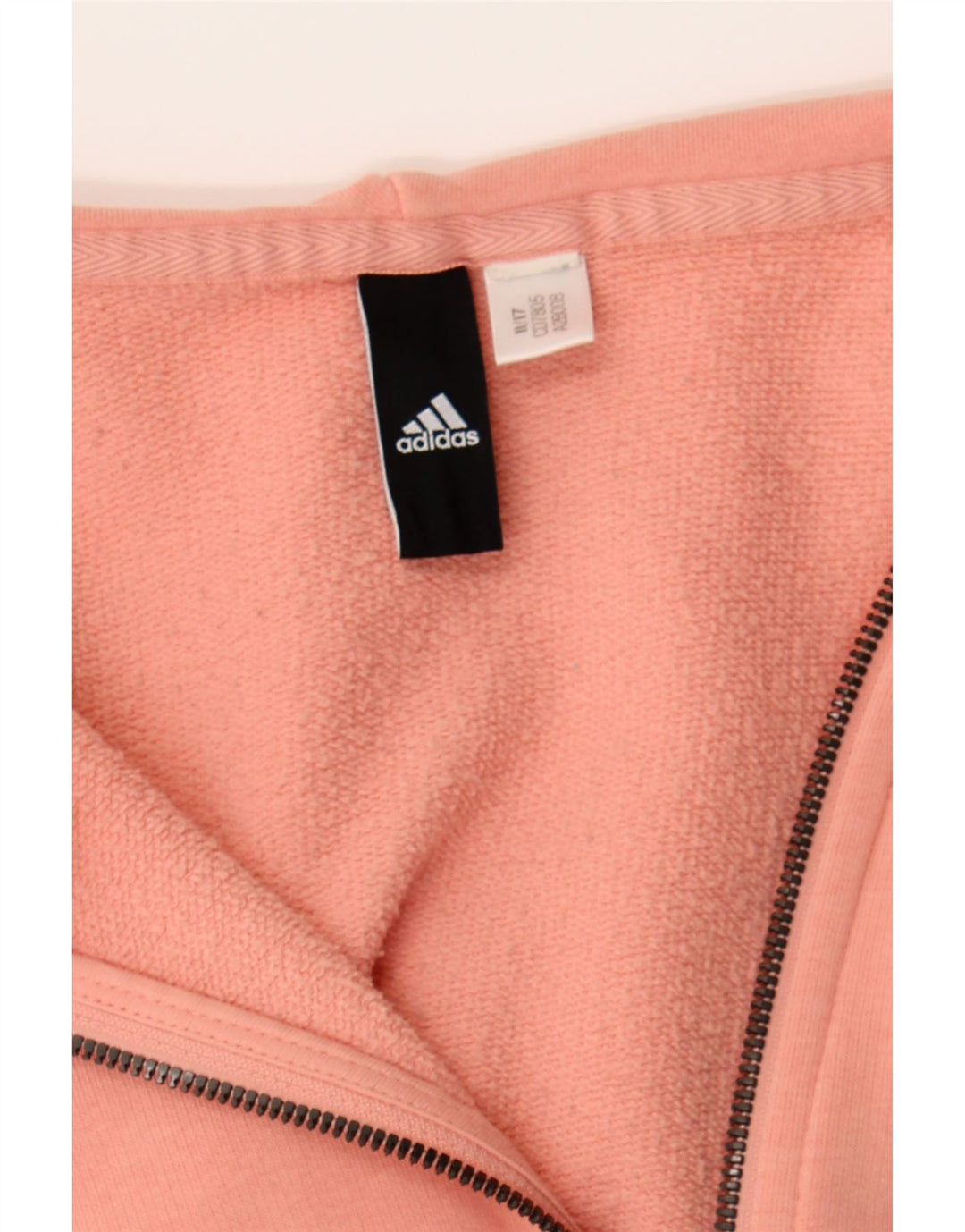 ADIDAS Womens Zip Hoodie Sweater UK 14 Large Pink Vintage Adidas and Second-Hand Adidas from Messina Hembry 