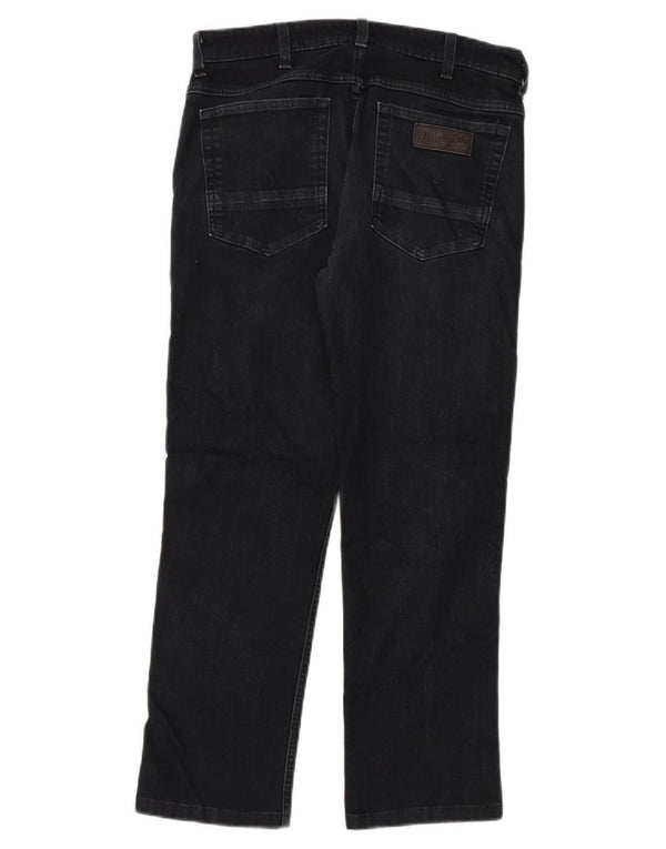Wrangler Mens Straight Jeans W32 L28 Algodão Preto