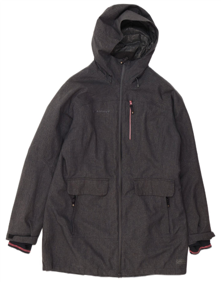 Casaco corta-vento feminino com capuz MAMMUT UK 16 poliéster cinza grande