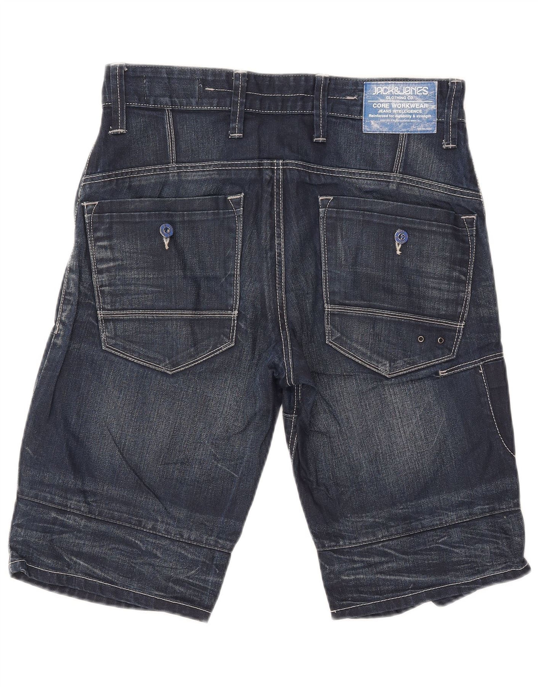 Shorts jeans cargo masculino Jack & Jones médio W32 algodão azul marinho