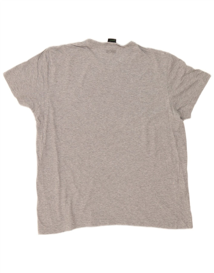 Camiseta masculina Hugo Boss com ajuste regular e estampa gráfica grande de algodão cinza