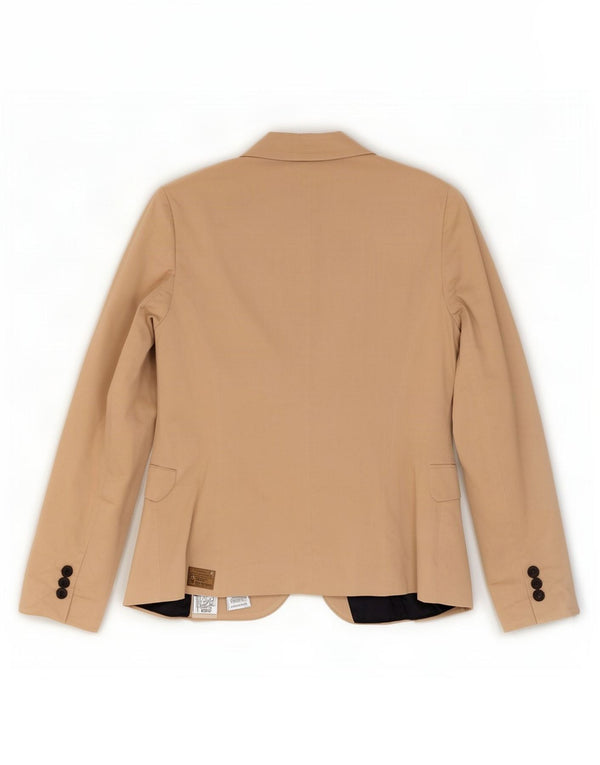 Jaqueta blazer feminina Zara com 1 botão Reino Unido 12 algodão bege médio