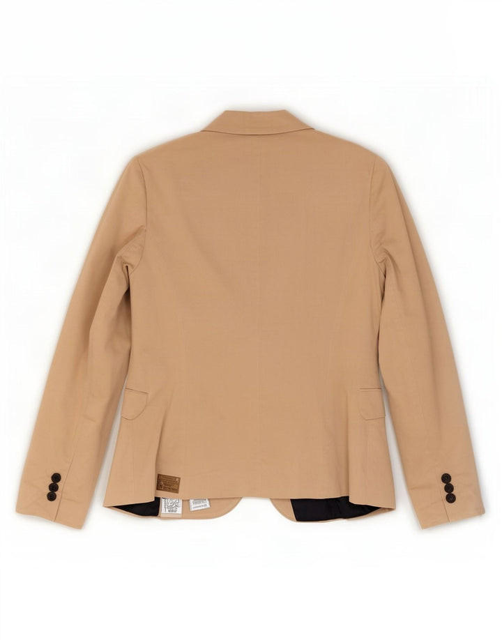 Jaqueta blazer feminina Zara com 1 botão Reino Unido 12 algodão bege médio