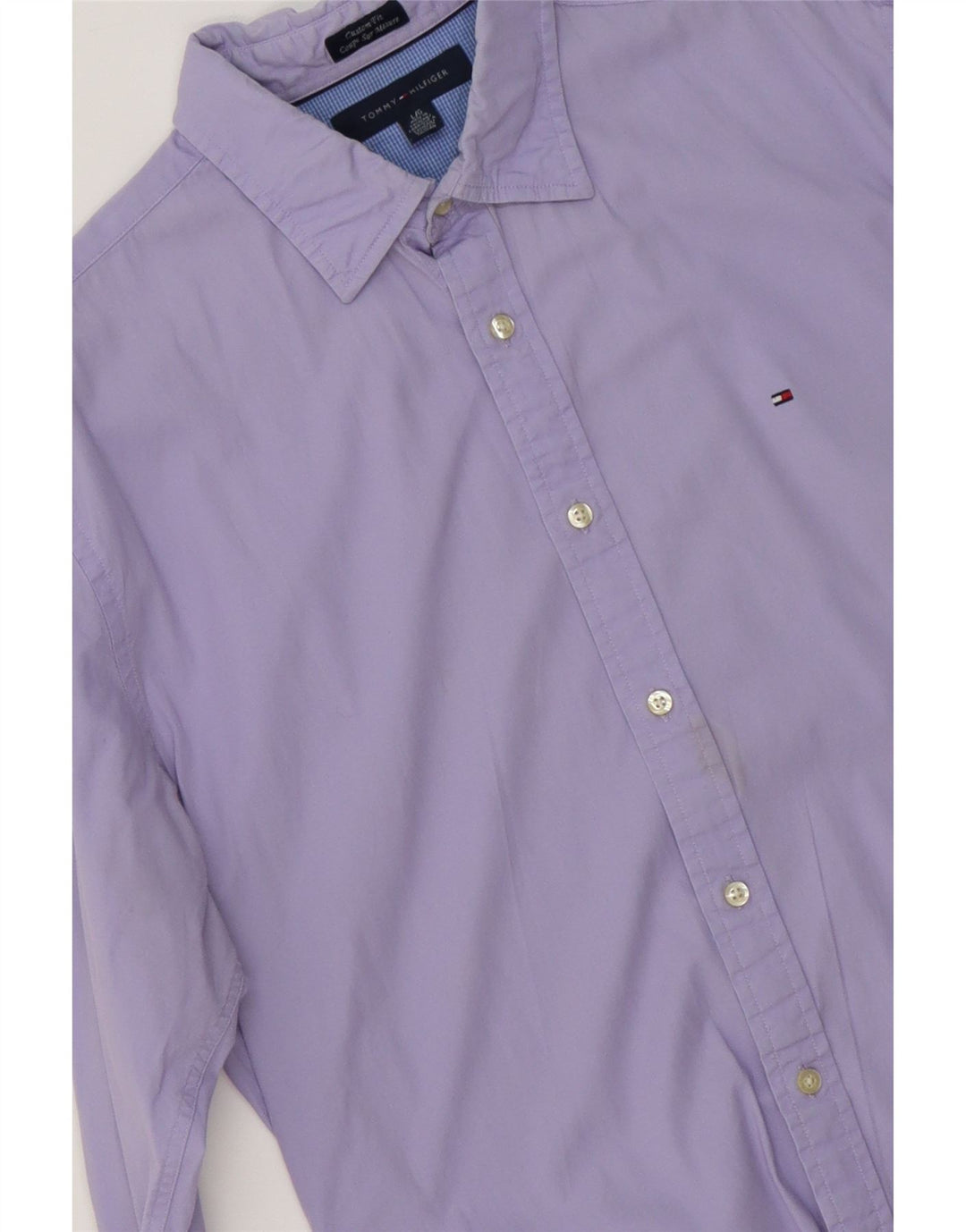 TOMMY HILFIGER Mens Coupe Ajustee Custom Fit Shirt Large Purple Cotton Vintage Tommy Hilfiger and Second-Hand Tommy Hilfiger from Messina Hembry 