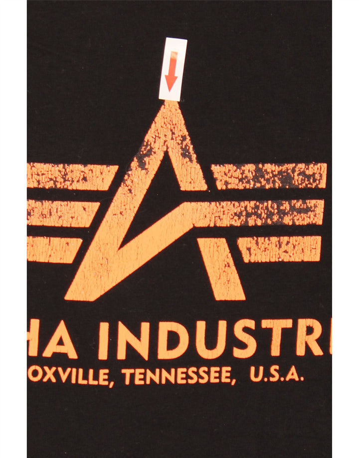 Camiseta gráfica masculina Alpha Industries Top pequeno algodão preto