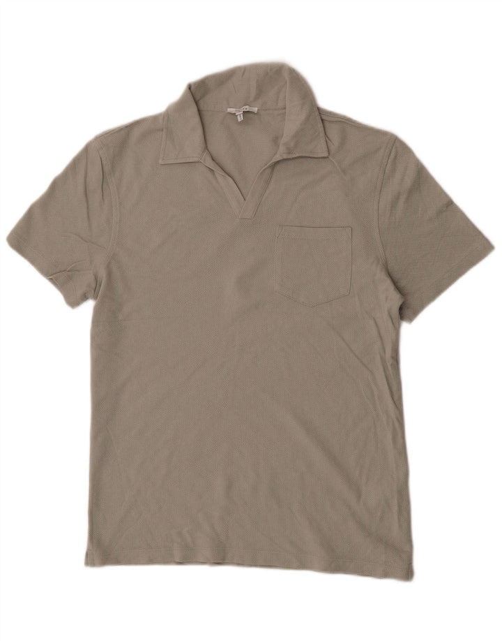 Camisa polo masculina Reiss pequena algodão cinza