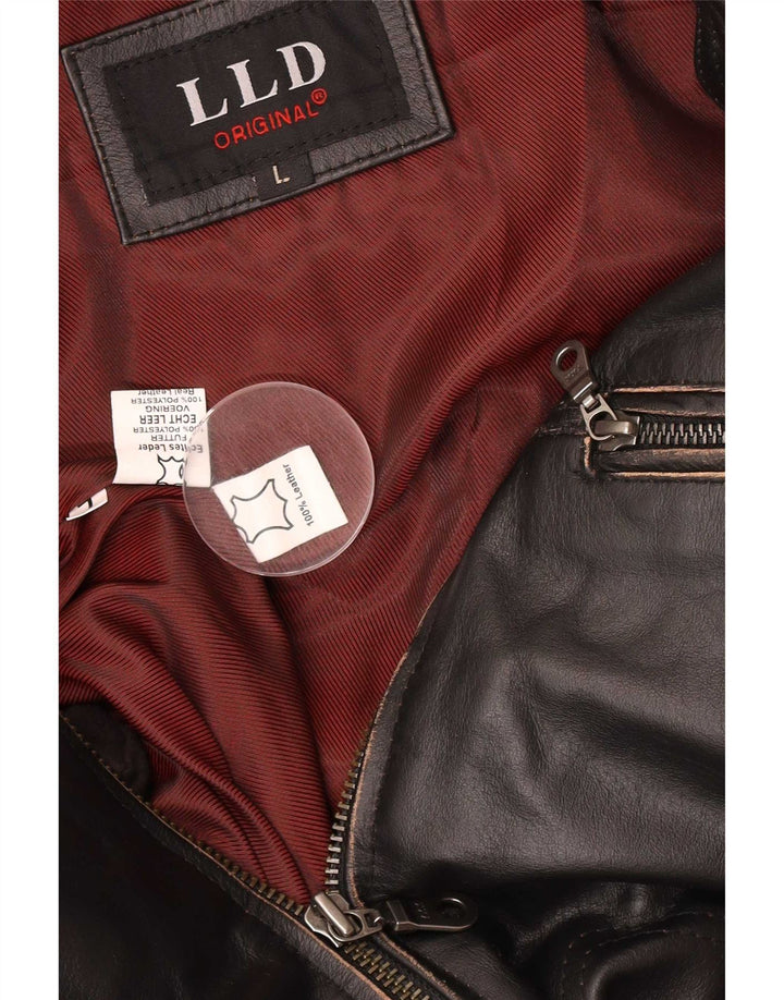 Jaqueta de couro masculina LLD UK 40 grande preta